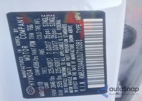 2018 Hyundai Tucson Sel from USA, damaged, VIN KM8J33A48JU710381